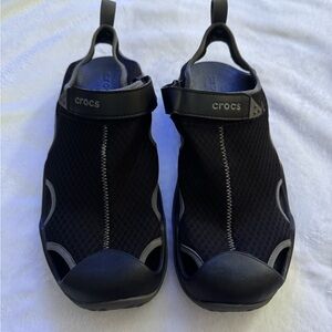 CROCS Black Mesh Slip-On Sandals